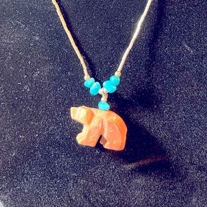 Carved Stone Bear Necklace